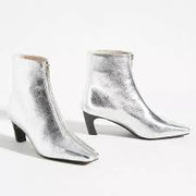 POLLIE Crinkle Boots - Silver | CAVERLEY