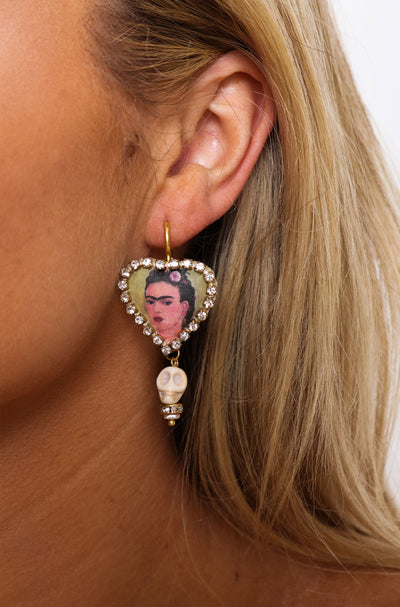 Frida Kahlo  Hearts / Skull Earrings