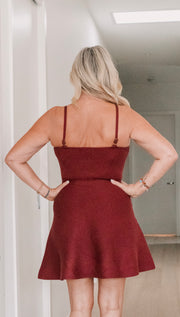 Taylor Knit Dress & Cardigan Set | Merlot