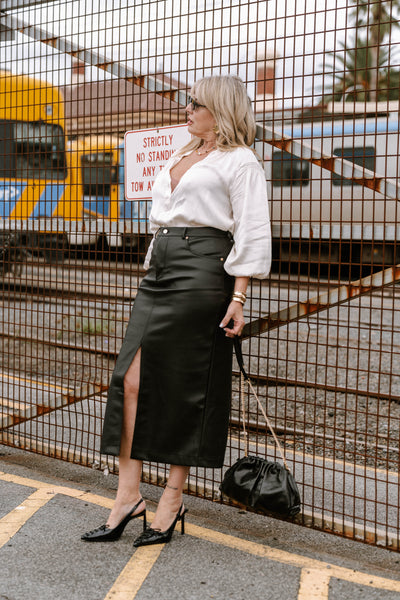 Nina Faux Leather Skirts | Black