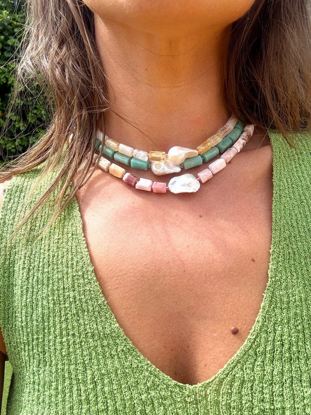 Dea Del Sole Necklace| Pink Opal