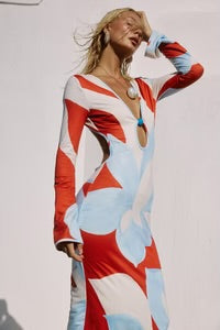 AMOREE LONG SLEEVE MAXI DRESS | AMOREE RED | SEVEN WONDERS