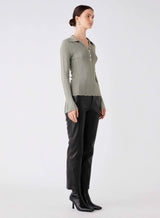 AVENUE BUTTON SWEATER | FOREST | ESMAEE