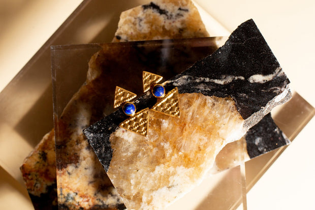 Gold Romina Earrings- Lapis Lazuli | Casa Capri