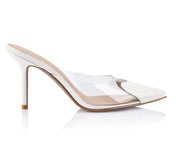 Raquel Mule Vinylite & White Patent | LANA WILKINSON