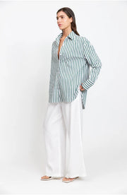 FLORENCE SHIRT | GREEN AND WHITE STRIPE | MAEL BRAND