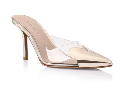 Raquel Mule Vinylite & Gold Metallic Patent | LANA WILKINSON