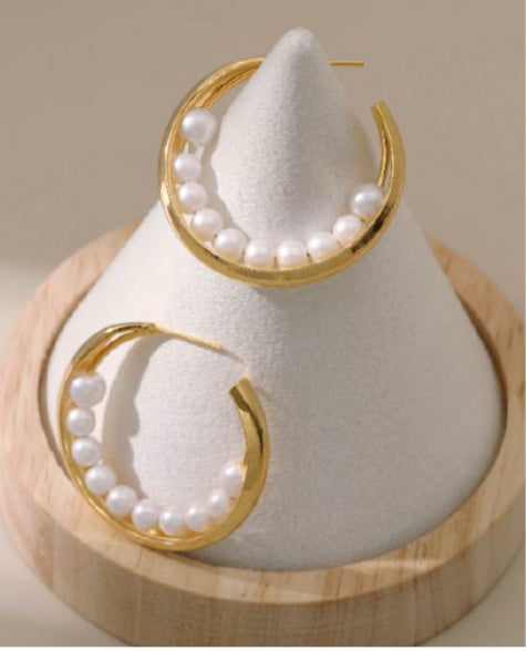 LUNA PEARL HOOPS | GOLD | BLING BAR