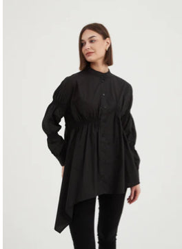 SHIRRING DETAIL SHIRT | BLACK | TIRELLI