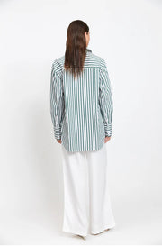 FLORENCE SHIRT | GREEN AND WHITE STRIPE | MAEL BRAND