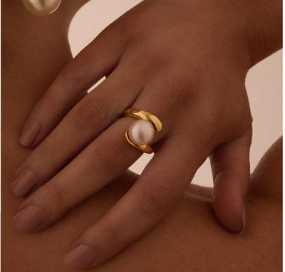 ARIA PEARL RING | 14K Gold Plating | BLING BAR