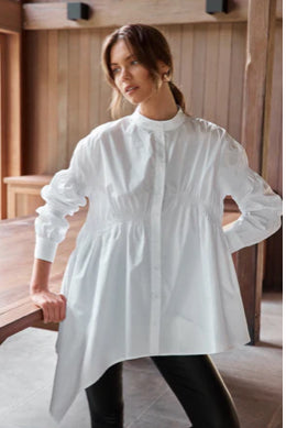 SHIRRING DETAIL SHIRT | WHITE | TIRELLI