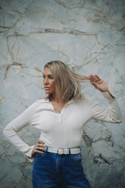 AVENUE BUTTON SWEATER | CREAM | ESMAEE