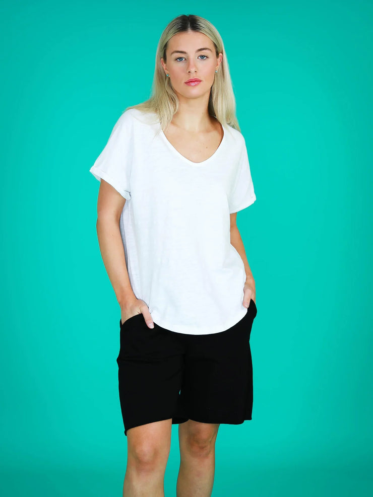 MILAN CUFF SLEEVE TEE | WHITE | 3RD STORY