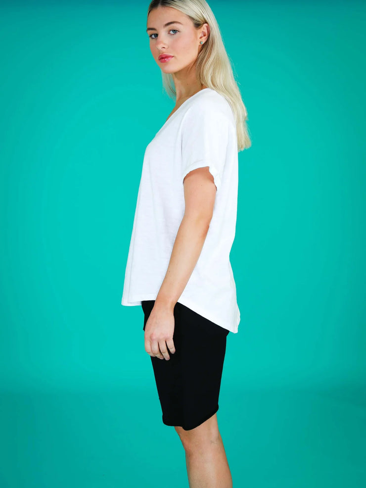 MILAN CUFF SLEEVE TEE | WHITE | 3RD STORY