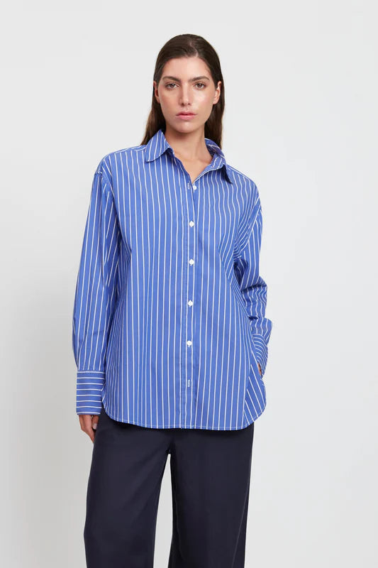 FLORENCE SHIRT | BLUE AND WHITE STRIPE | MAEL BRAND