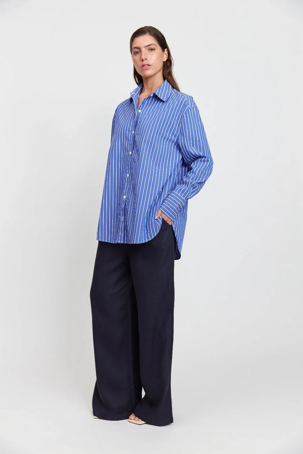 FLORENCE SHIRT | BLUE AND WHITE STRIPE | MAEL BRAND