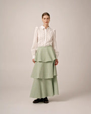 Seersucker Flounce Skirt | Green Checks | byTiMo