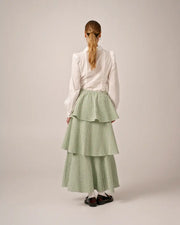 Seersucker Flounce Skirt | Green Checks | byTiMo