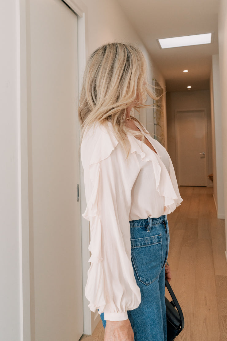 STELLAR RUFFLED BLOUSE | NUDE | ESMAEE