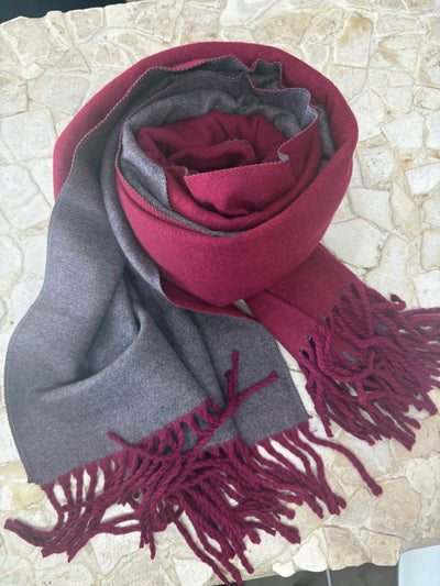 Duran Two Toned Scarf | Alpaca/Rabbit | Shiraz/Charcoal