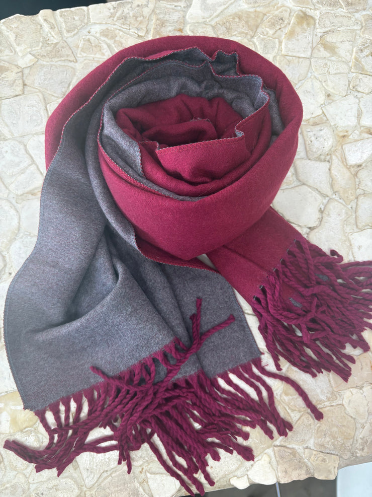 Duran Two Toned Scarf | Alpaca/Rabbit | Shiraz/Charcoal