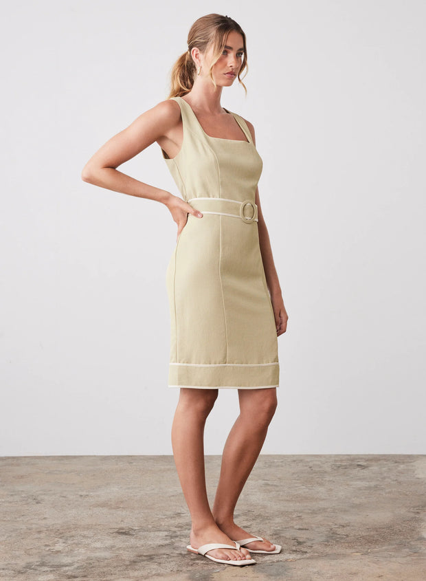 VOYAGE DRESS | Celery/Cream | ESMAEE