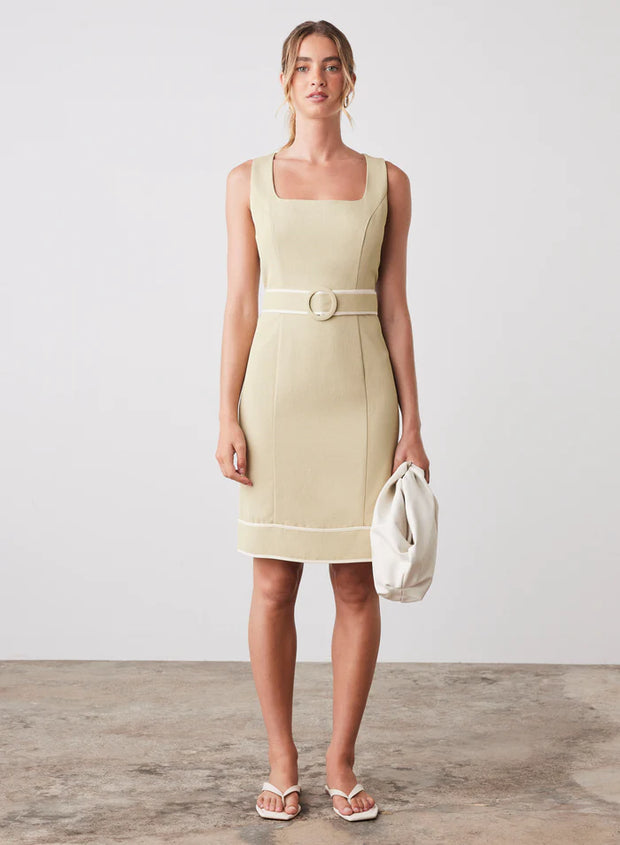 VOYAGE DRESS | Celery/Cream | ESMAEE