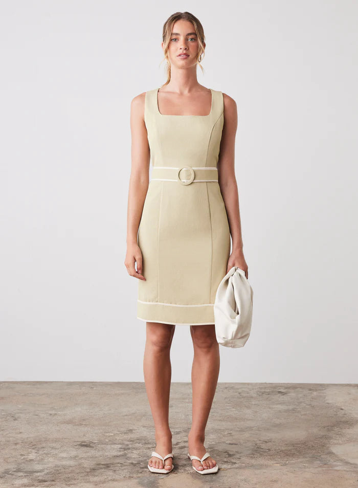 VOYAGE DRESS | Celery/Cream | ESMAEE