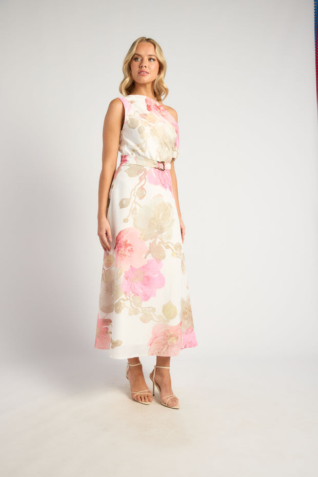 Riviera Floral Dress | Faux Linen
