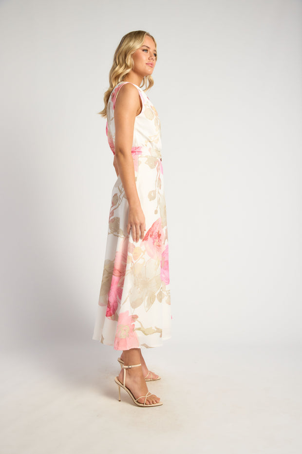 Riviera Floral Dress | Faux Linen