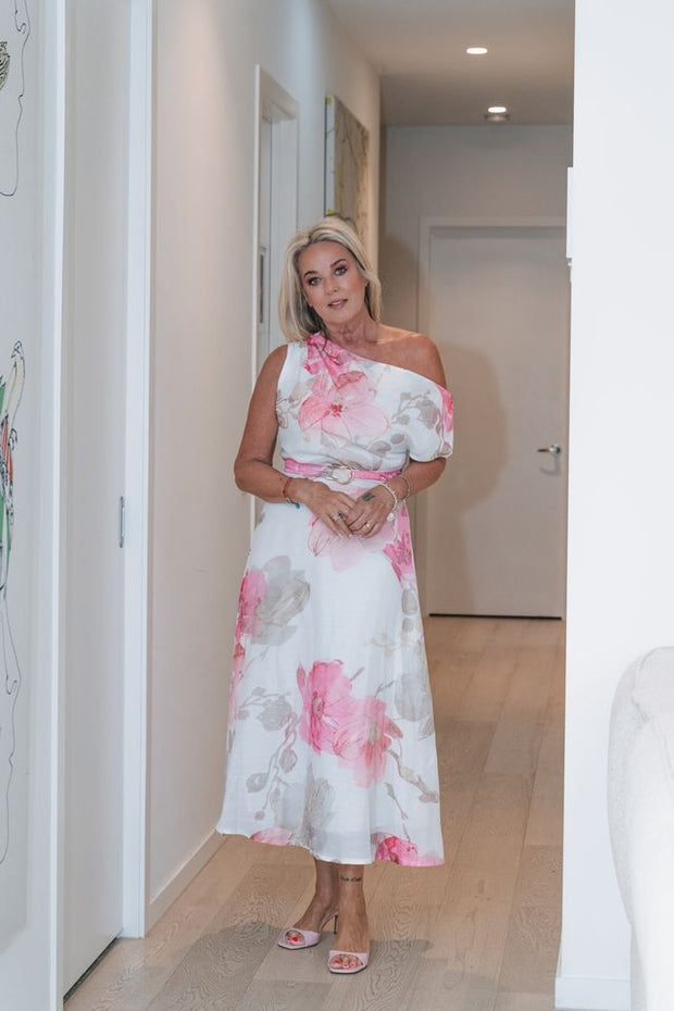 Riviera Floral Linen | Delicate Pink Florals | Faux Linen