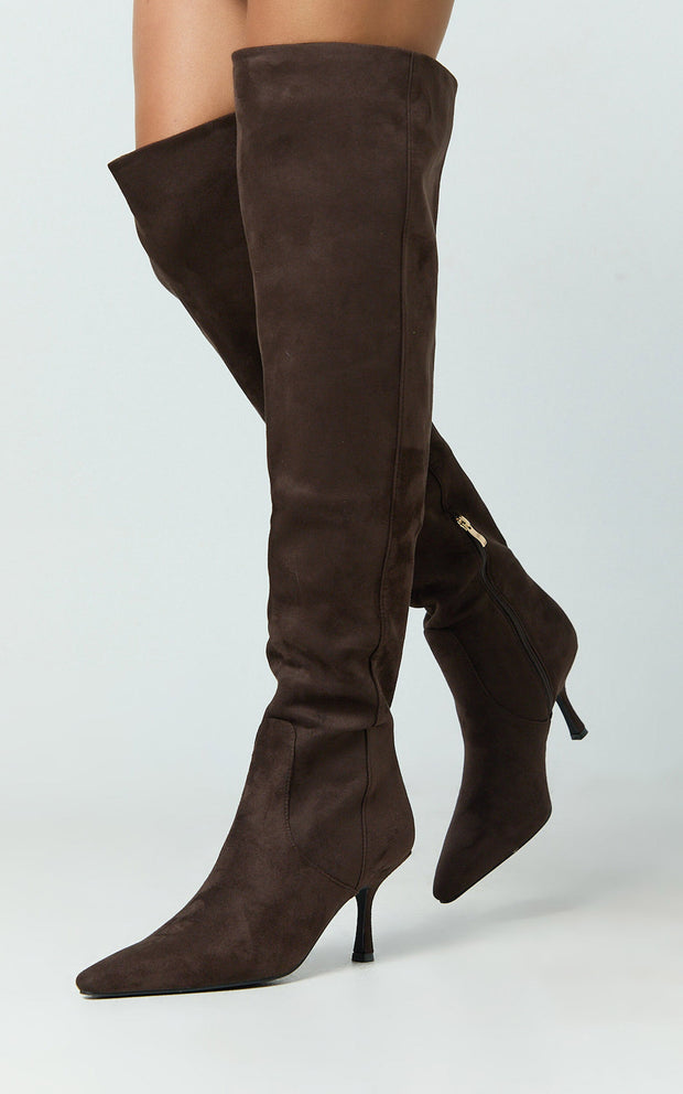 Theia Boots | Dark Cacao Suede | Billini