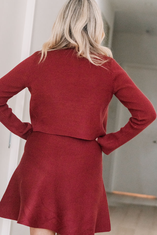 Taylor Knit Dress & Cardigan Set | Merlot
