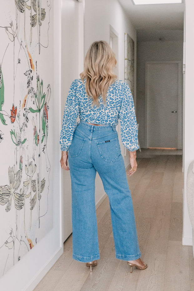 FARRAH WRAP TOP | Turquoise Leopard| MSH. LIFESTYLE RESORT