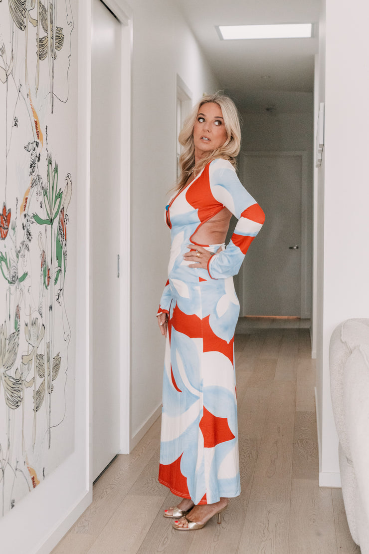 AMOREE LONG SLEEVE MAXI DRESS | AMOREE RED | SEVEN WONDERS