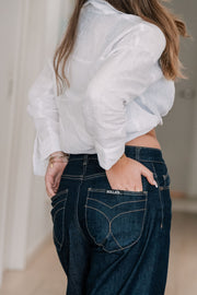 Gigi Barrel Jeans | Helena Dark Blue Rinse | ROLLAS