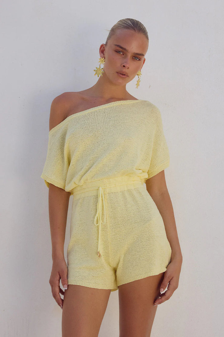 MIAMI KNIT PLAYSUIT - LEMON | RUNAWAY THE LABEL