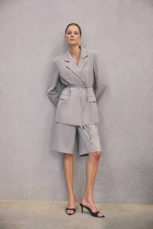 Gaia Blazer  | Grey Pinstripe | CURAAE