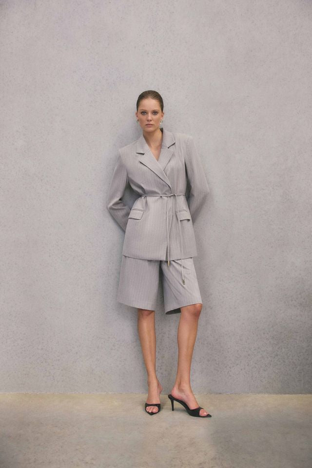 Gaia Blazer  | Grey Pinstripe | CURAAE