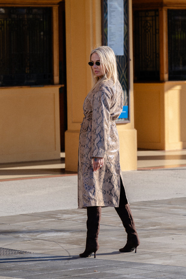 Bea Leather Coat | Python | Dea The Label