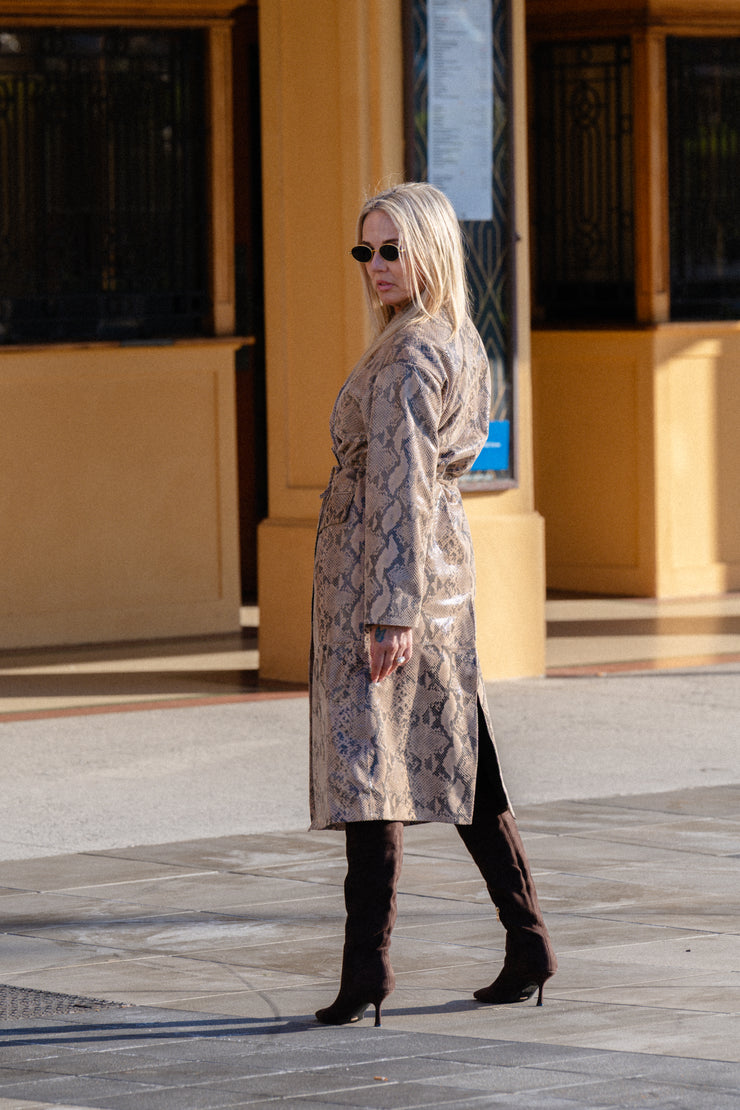 Bea Leather Coat | Python | Dea The Label