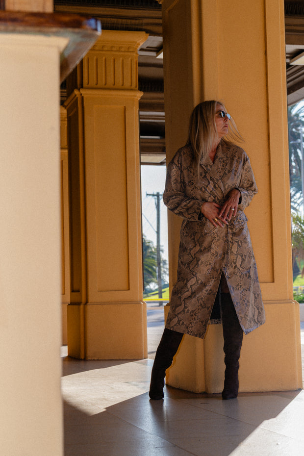 Bea Leather Coat | Python | Dea The Label