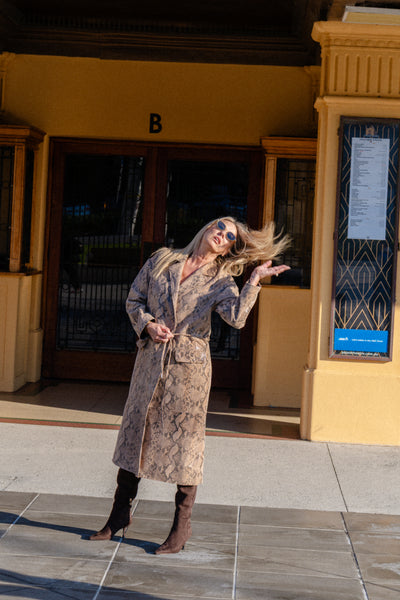 Bea Leather Coat | Python | Dea The Label