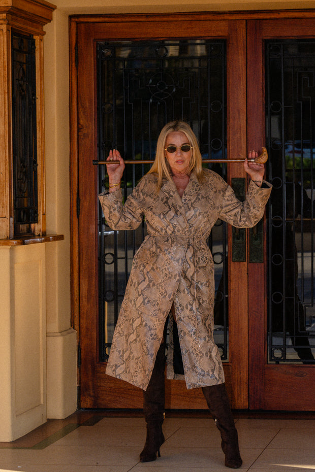 Bea Leather Coat | Python | Dea The Label
