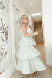 Seersucker Flounce Skirt | Green Checks | byTiMo