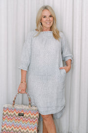 Mia Linen Dress - Pinstripe | MS. H LIFESTYLE