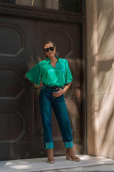 Angelica Satin Top - Emerald | 365 DAYS