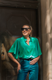 Angelica Satin Top - Emerald | ITALIAN STAR