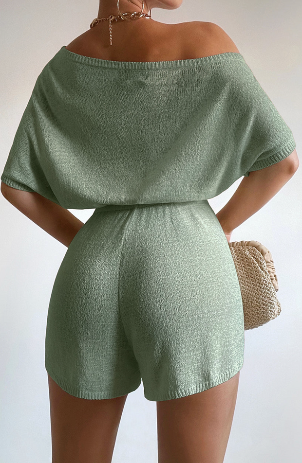 MIAMI KNIT PLAYSUIT - SAGE | RUNAWAY THE LABEL